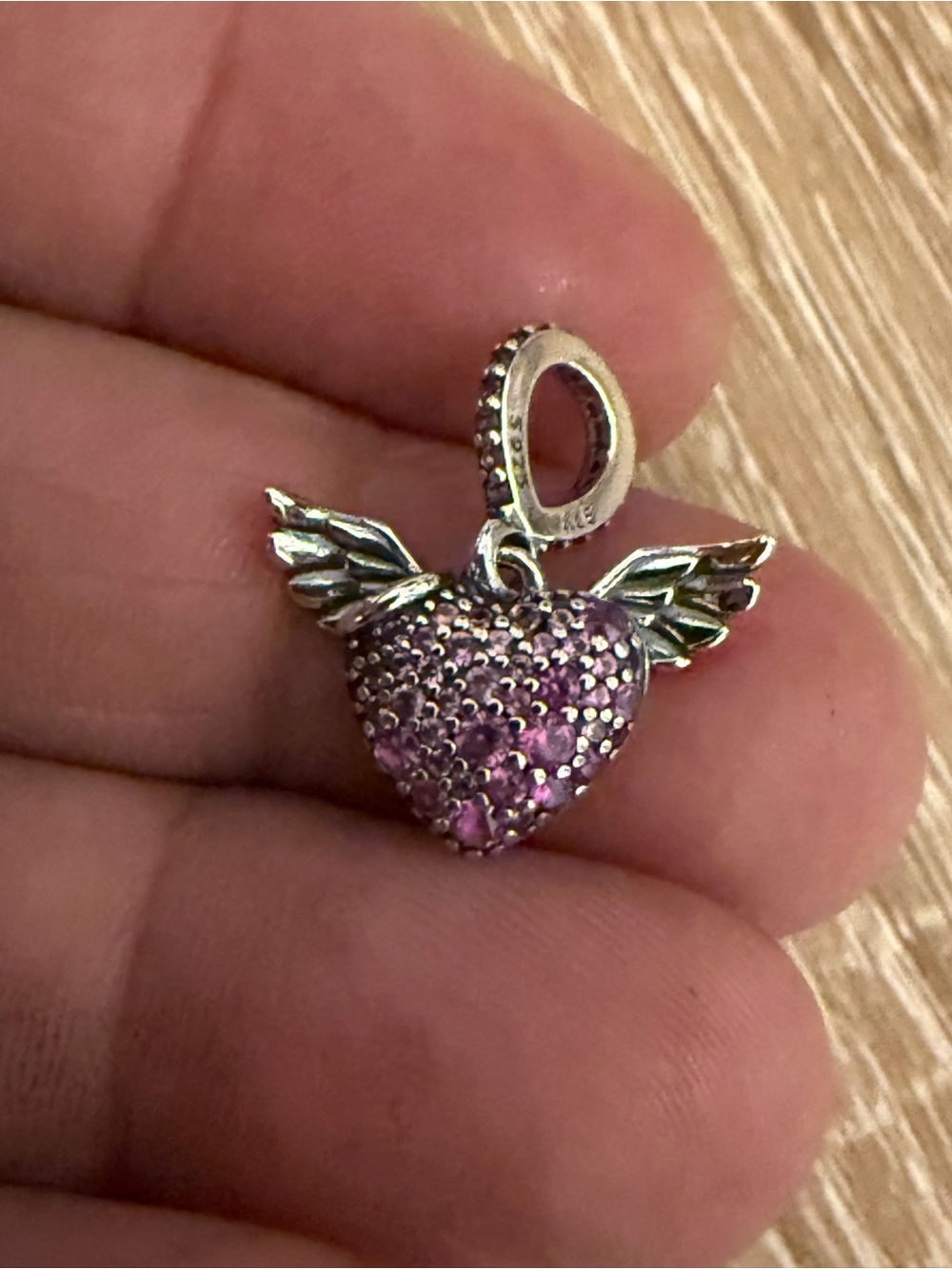 Pandora Pink Pave Winged Heart Charm